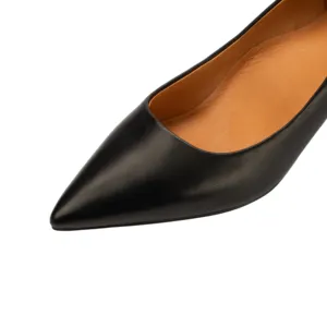 Wayne Deerskin 2022 carré talon moyen pointu bouche peu profonde en cuir véritable confortable trajet femmes chaussures pompes