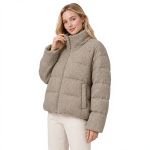 Women's Regular 85-90% Polyester Metallic Lurex Puffer <b>Jacket</b> Waterproof Breathable Stand Collar Zipper Closure <b>denim</b> <b>jacket</b> - Product Image 1