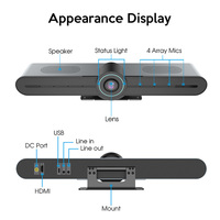 Barre vidéo de contrôle gestuel de caméra de vidéoconférence tout-en-un 4K UHD Streaming avec micro haut-parleur PD écran de charge coulée