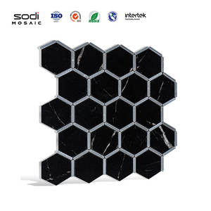 Paneles de pared de mosaico de PVC con aspecto de mármol moderno, azulejos adhesivos hexagonales autoadhesivos impermeables para baño y cocina, hoteles, villas - Product Image 2