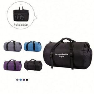 Bolsa de Viaje Plegable Impermeable de Poliéster para Exteriores 2025 al por Mayor de Fábrica, Equipaje de Fitness para Pasar la Noche con Cremallera y Logotipo Impreso - Product Image 4