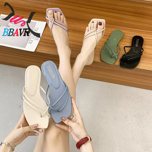 Sandalias de Verano para Mujer, Diseño Cuadrado, Suela Plana, Estilo Coreano, Frescas para la Playa, con Amortiguación y Puntera de Acero - Product Image 3
