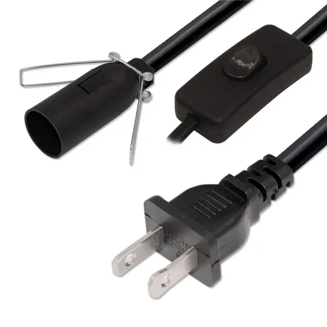 On/Off anahtarı tel standart uzunluk değiştirme lamba kablosu ile fiş tuz gücü