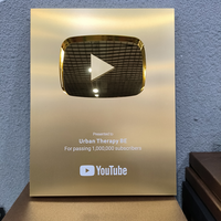 Premio Botón de 100K Reproducciones de YouTube, Placas de Premio de Aluminio Personalizadas, Premios de Creadores de YouTube 2026 en Oro