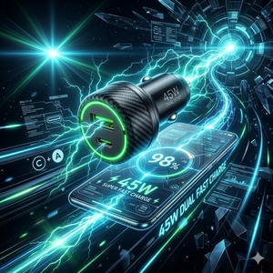 <span class=keywords><strong>Chargeur</strong></span> de voiture 38W PD double port QC3.0, <span class=keywords><strong>chargeur</strong></span> rapide pour voiture avec texture en fibre de carbone et lumière LED, universel 12-24V, <span class=keywords><strong>chargeur</strong></span> de téléphone pour voiture - Product Image 3