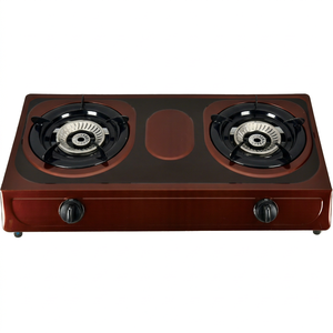 Estufa de Gas Portátil de 2 Quemadores con Panel de Acero Inoxidable de Color y Soporte de Hierro Fundido para Uso en Mesa de RV - Product Image 1