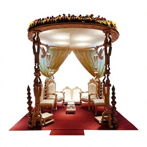 Latest Design Wedding Wooden Mandap Set Traditional Hand Carved Wooden Mandap <b>Stage</b> Decoration Wooden Mandap For Hindu Wedding - Product Image 1