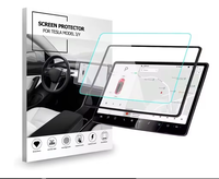 Pelindung layar kaca antigores Model 3 Model Y 15, kontrol tengah layar sentuh navigasi mobil pelindung layar sentuh