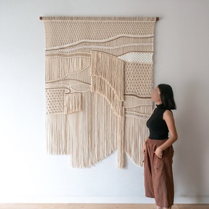 Cuerda de algodón Natural ecológica Bohemia macramé arte colgante de pared <span class=keywords><strong>DIY</strong></span> Beige <span class=keywords><strong>tapiz</strong></span> tejido a mano anudado sala de estar EH2503137 - Product Image 3