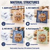 Sacs à pâtisserie personnalisés avec logo imprimé, qualité alimentaire, scellés sur 3 côtés, en plastique laminé, petits sacs transparents thermoscellables pour biscuits individuels