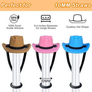Sombrero de vaquero de silicona de 10mm, tapa de pajita reutilizable para beber, cubiertas para polvo, accesorios para Barra de vaso de 40oz, tapa de botella de embalaje a granel - Product Image 2