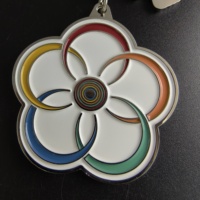 Porte-clés personnalisé double face en émail souple nickelé, badge de sensibilisation à la sécurité, porte-clés métallique, vente en gros
