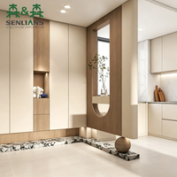 Lemari Pintu Masuk Kayu Portabel Gaya Modern SLS Ukuran Kustom Desain Minimalis Perabot Ruang Tamu