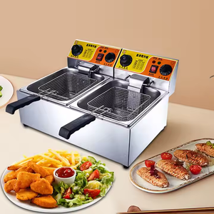 業務用電気フライヤー 6L+6L ダブルタンク タイマー付き チップスフライヤー 業務用ディープフライヤー キッチン調理機器 - Product Image 3