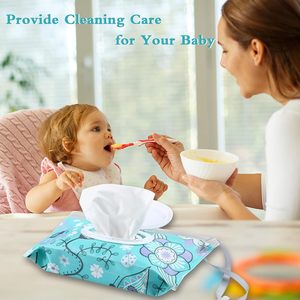 Porte-distributeur de lingettes rechargeables portables florales pour bébé Conteneur de distributeur de lingettes Pochette de lingettes humides de voyage réutilisable - Product Image 6