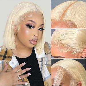 Peluca <span class=keywords><strong>de</strong></span> Cabello Humano Rubio 613, Estilo Bob, con Frente <span class=keywords><strong>de</strong></span> Encaje 13x4, Pre-Desplumada, Línea <span class=keywords><strong>de</strong></span> Cabello <span class=keywords><strong>Natural</strong></span>, Peluca Corta <span class=keywords><strong>de</strong></span> Encaje para Mujeres Negras - Product Image 3