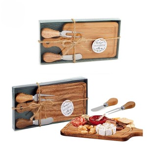 Juego de Tablas de Cortar Rectangulares Mini de Bambú con Asas de Madera, Juego de Cuchillos para Queso, Regalo para Bodas y Cumpleaños, Incluye Tabla para Queso - Product Image 1