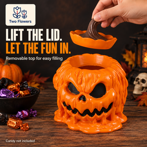 Cuenco de Resina Ecológico con Diseño de Calabaza de Halloween y Dos Flores, Portavelas para Té, Decoración para Fiestas en Casa - Product Image 4