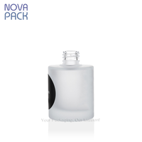 Flacon compte-gouttes de luxe en verre dépoli à paroi épaisse à fond lourd 30ml 50ml flacon de sérum pour huile à barbe et cheveux avec compte-gouttes en or noir