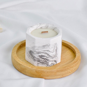 Bougie parfumée à mèche en bois de gypse marbré Bougie parfumée en cire de soja sans fumée avec boîte Bougie parfumée Marque privée - Product Image 2