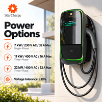 Nouvelle station de recharge pour véhicules électriques Starcharge Arc Pro 7kW 11kW 22kW 3 phases, contrôle intelligent par application, partage familial, compteur MID, niveau 2 AC