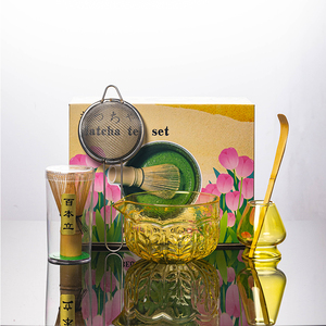 Ensemble <span class=keywords><strong>de</strong></span> thé en verre <span class=keywords><strong>de</strong></span> style japonais Japandi avec bol à matcha en forme d'épi <span class=keywords><strong>de</strong></span> <span class=keywords><strong>blé</strong></span>, accessoires, style dynastie Song, résistant à la chaleur, écologique, qualité alimentaire, personnalisé - Product Image 1