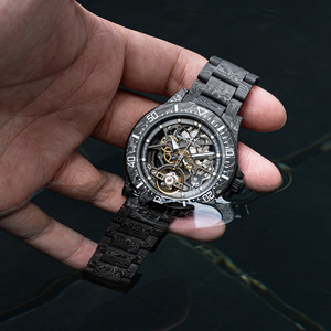 Orologi Meccanici Automatici da Uomo di Lusso, Edizione Limitata, con Cassa Rotonda in Fibra di Carbonio Forgiato, Quadrante <span class=keywords><strong>Nero</strong></span> e Lancette Luminose per Business - Product Image 2