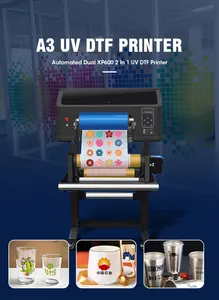 EraSmart Inkjet 35Cm A3 Roll Gold Silver Ab Film Uv Printing Machine Dtf Bottle Cup Wrap Sticker Printer With Laminator