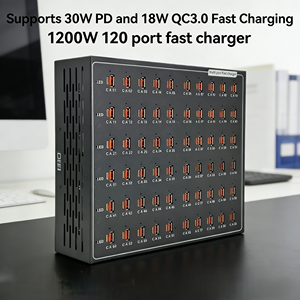 60C+60A 1200W Charging <strong>Station</strong> for Multiple Devices, 120-Ports <strong>USB</strong> C Charging <strong>Docking</strong> <strong>Station</strong> Organizer with 30W PD+ 18W QC3.0 - Product Image 1