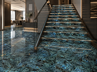 Dalles de granit Lemurian Labradorite bleue pour murs décoratifs, îlots de cuisine cascade, dessus de table à manger, dessus de meuble-lavabo de salle de bain