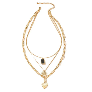 Collier portrait de femme vintage tendance pendentif en forme de cœur en or de haute qualité avec chaînes en alliage superposées mariages perle diamant - Product Image 5