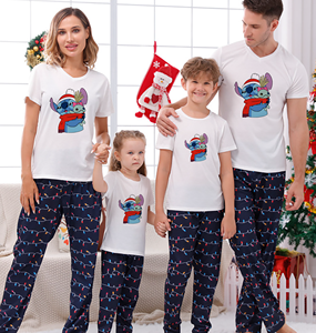 Pijama navideño de manga corta con cintura elástica térmica de verano, conjunto familiar, ropa de dormir a juego para mujeres y hombres - Product Image 4