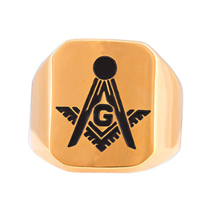 Freemason Logo Stainless Steel <b>Ring</b> 18MM Square Geometric Unisex Jewelry Gift - Product Image 1