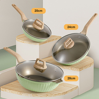 Santé et sécurité du ménage 20/24/28/32cm en aluminium cuisson antiadhésif double oreille soupe pot avec couvercle en verre