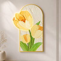 Panneau mural LED en aluminium en forme de tulipe rose, art floral lumineux pour salon, entrée, hôtel, art déco, intérieurs modernes