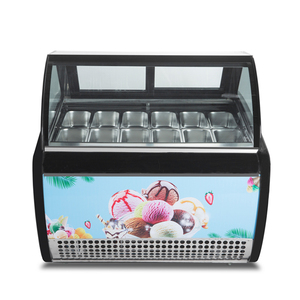 Glass Top Refrigerated <strong>Silver</strong> Multi Plate Curved Ice Cream Display <strong>Freezer</strong> - Product Image 2