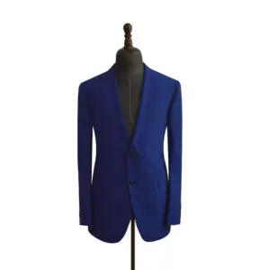 Costume en laine pour hommes, slim, bleu uni, vêtement sur mesure, 100% laine