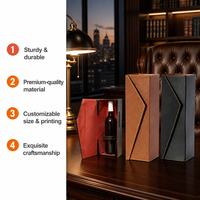 Boîte cadeau magnétique rigide en carton ondulé écologique, noire, de luxe, pour emballage de bouteille de vin individuelle, vente en gros