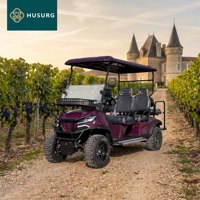 Carrito de Golf Eléctrico de 4+2 Plazas con Parabrisas y Techo, Color y Logotipo Personalizables, Vehículo Utilitario de Caza para 6 Pasajeros