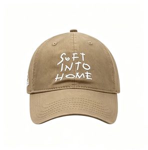 Casquette de baseball personnalisée en gros SOFT INTO HOME avec broderie manuscrite, casquette de papa en coton à 6 panneaux - Product Image 2