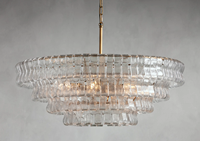Arhaus Lampe murale moderne en verre fumé LED en acier inoxydable Ghiaccio ovale pour salon