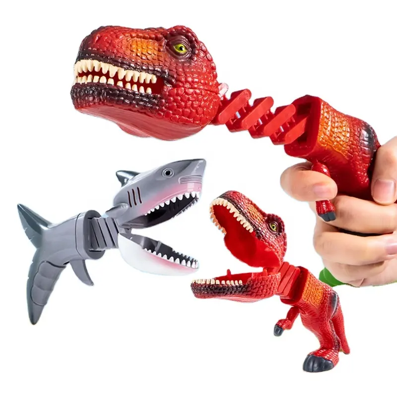 Brinquedo engraçado de dinossauro, tubarão telescópico extensível de braço, brinquedo de mão grabber para crianças, venda imperdível