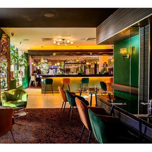 Ensemble de mobilier de restaurant sur mesure, <span class=keywords><strong>comptoir</strong></span> de luxe, café japonais, pizza, banc noir doré - Product Image 3