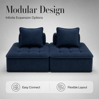 Canapé modulaire élégant en velours côtelé pour salon de condo, gain de place, sectionnel minimaliste, confort paresseux, canapé compressé