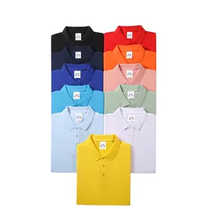 Großhandel hochwertiges 170GMS einfarbiges Herren-Polo-Hemd 50 % Baumwolle Kurzarm-T-Shirt individuelles gesticktes Logo PoloT-Shirt 9218