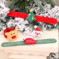 Bracelet à pression promotionnel 2026 en peluche sérigraphié, style dessin animé coréen, Père Noël et sapin de Noël, cadeau festif pour fête
