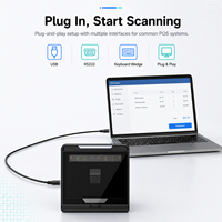 Lecteur de codes-barres USB omnidirectionnel CMOS haute performance pour bureau, mains libres, lecture QR 1D 2D, détection automatique pour le commerce de détail