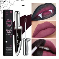 Rouge à lèvres liquide mat gothique à marque privée, tube en forme de couteau, Halloween, vampire, imperméable, rouge sang, anti-transfert