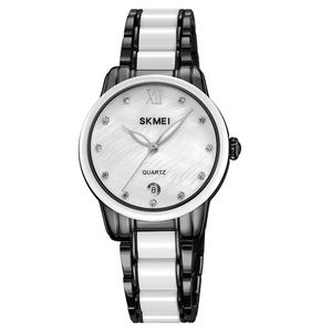 Lady Quartz <b>Watch</b> Custom Logo High Quality Round Dial <b>Waterproof</b> Ceramics and Alloy Case <b>Watch</b> with Date Display - Product Image 3