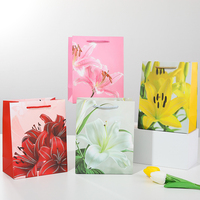 Mini sacs en papier bleus de luxe pour emballage, avec logo personnalisé imprimé, pour boutiques, shopping, fleurs, mères, lys, roses, tulipes